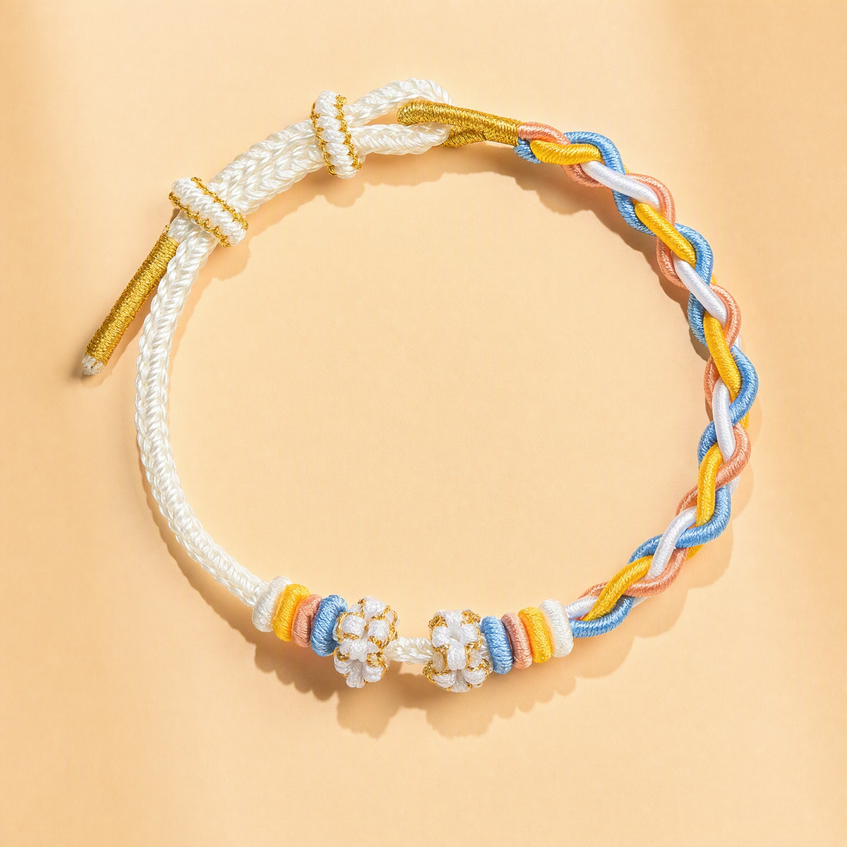Adjustable DIY Woven Bracelet Base – Minimalist Bead-Compatible Lucky String Bracelet