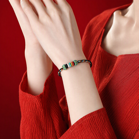 Five Elements Woven Red String Bracelet – Adjustable Chinese-Inspired Good Luck Bracelet
