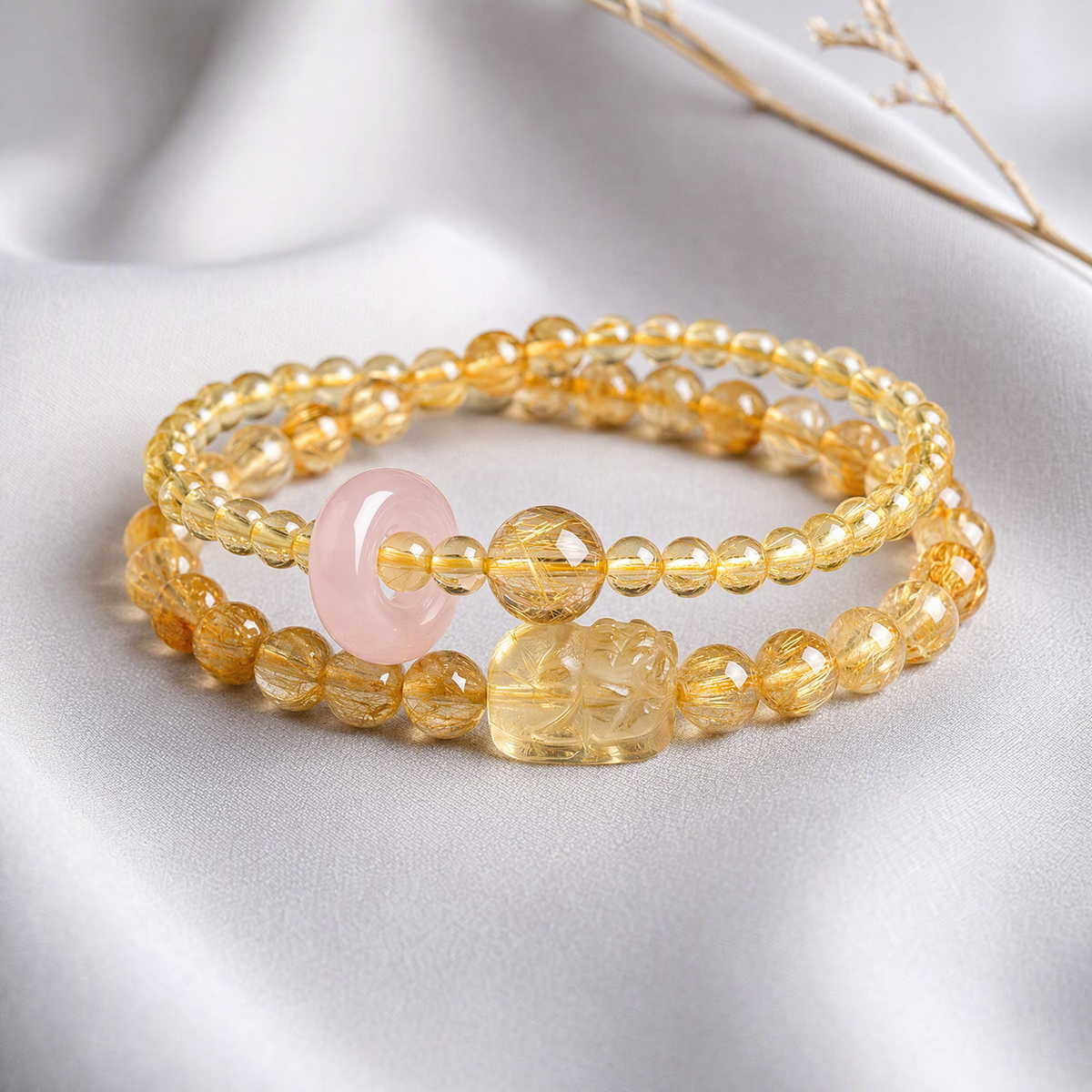 Double-Wrap Crystal Bracelet with Symbolic Charm – 10 Gemstone Designs
