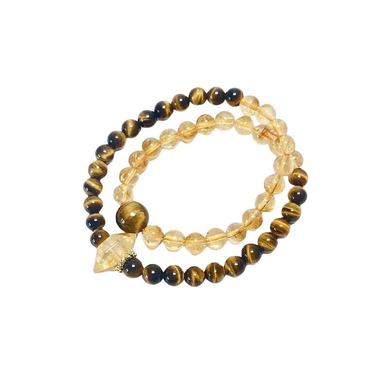 Tiger’s Eye & Citrine Double-Wrap Bracelet – Natural Crystal Jewelry