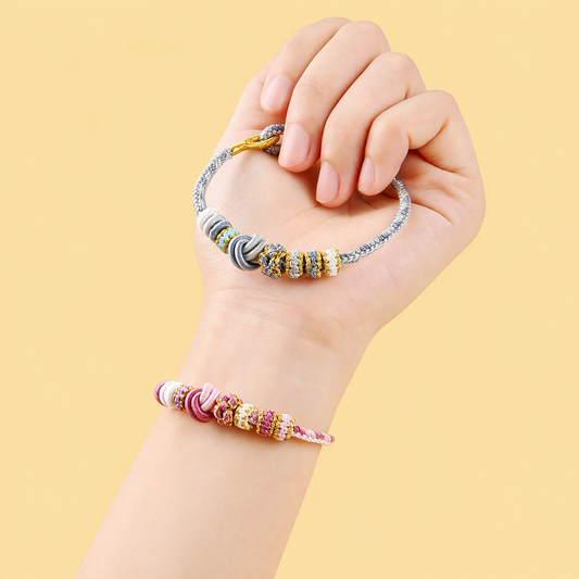 DIY Chinese Knot Woven Bracelet – Adjustable Peach Blossom & Lucky Knot Bead Bracelet
