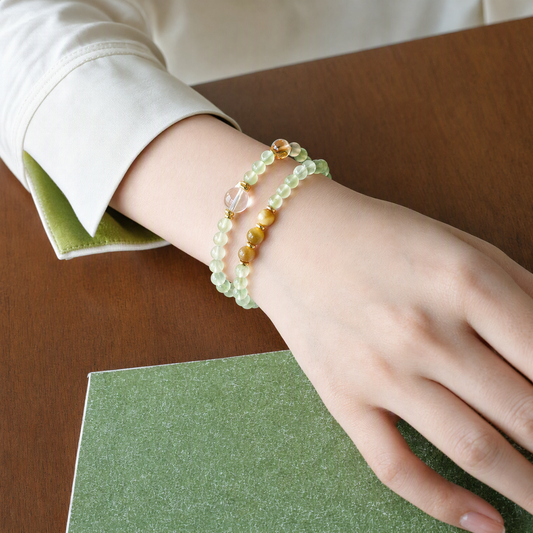 Prehnite, Citrine & Golden Tiger’s Eye Multi-Wrap Bracelet – 5mm Beads
