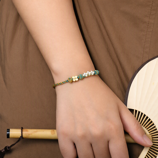 DIY Peach Blossom Knot Bracelet Base – Adjustable Woven String for Custom Beaded Jewelry