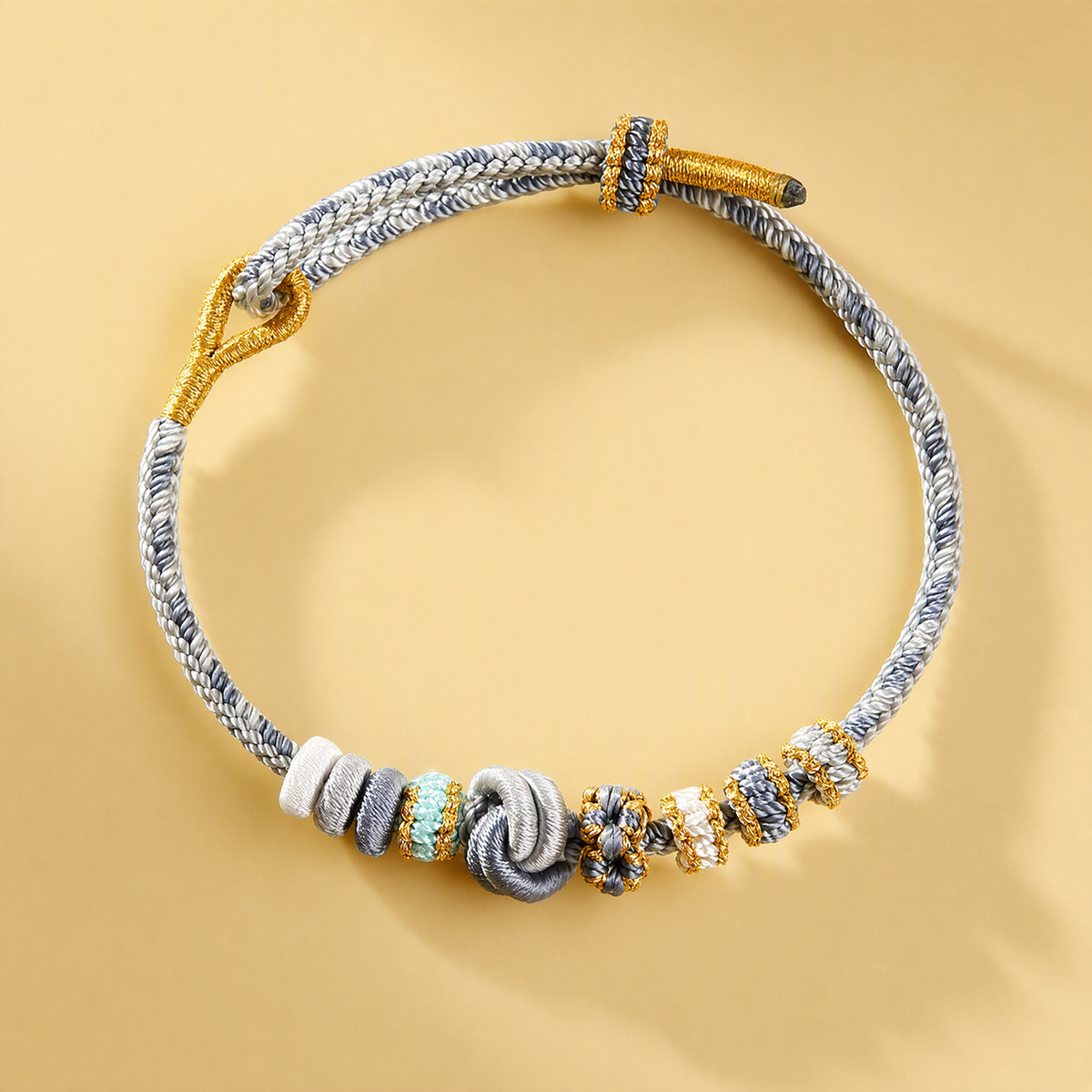 DIY Chinese Knot Woven Bracelet – Adjustable Peach Blossom & Lucky Knot Bead Bracelet