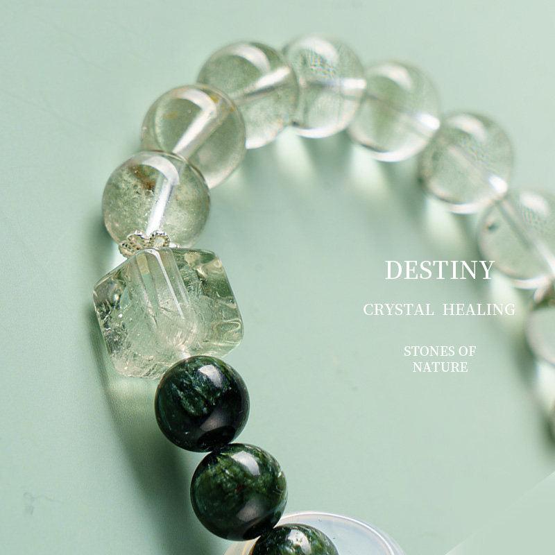 Genuine Raw Green Phantom Crystal Bracelet For Ladies Money Drawing Spiritual Ornament