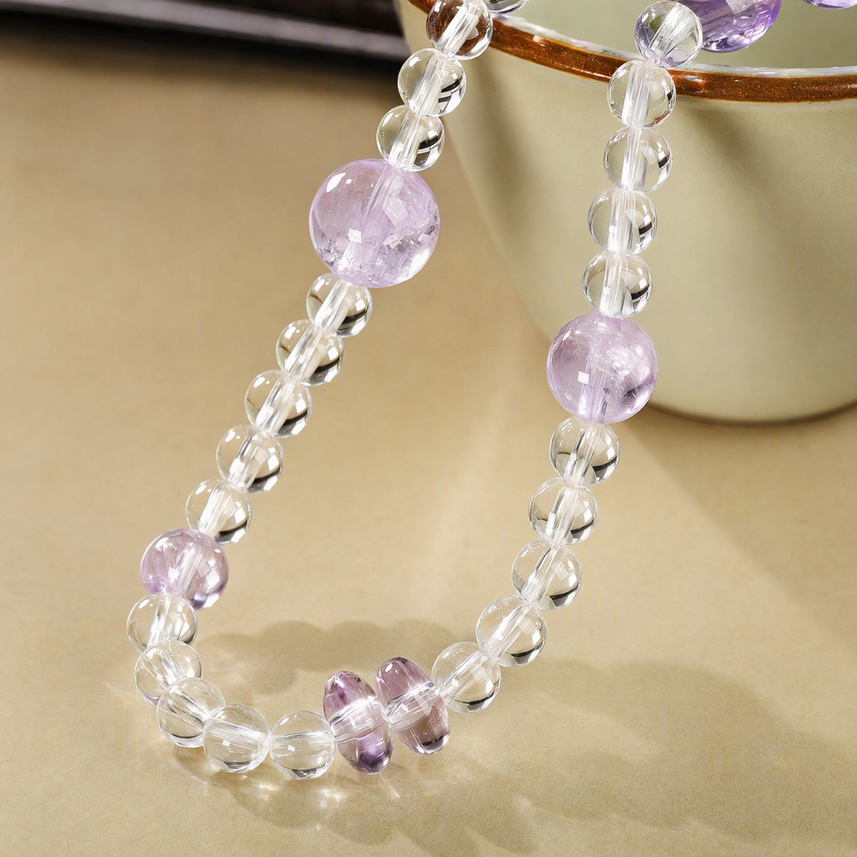 Lepidolite, Clear Quartz & Amethyst Multi-Wrap Bracelet