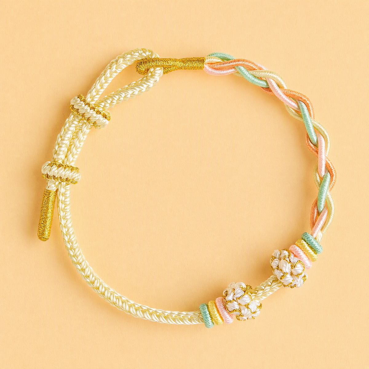 Adjustable DIY Woven Bracelet Base – Minimalist Bead-Compatible Lucky String Bracelet