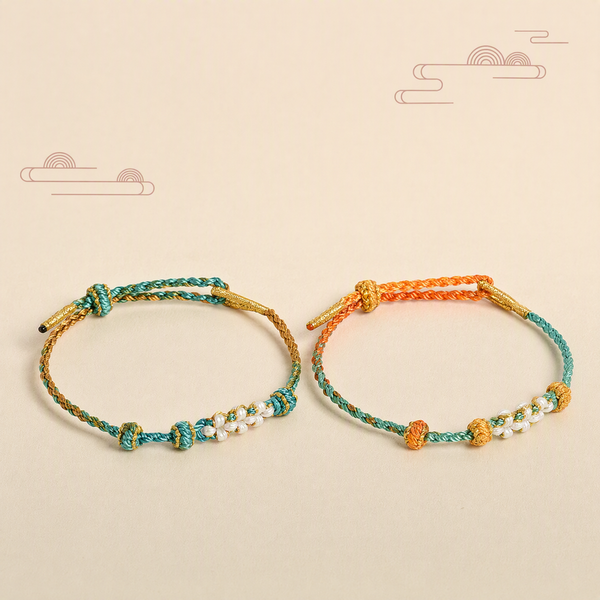 DIY Peach Blossom Knot Bracelet Base – Adjustable Woven String for Custom Beaded Jewelry