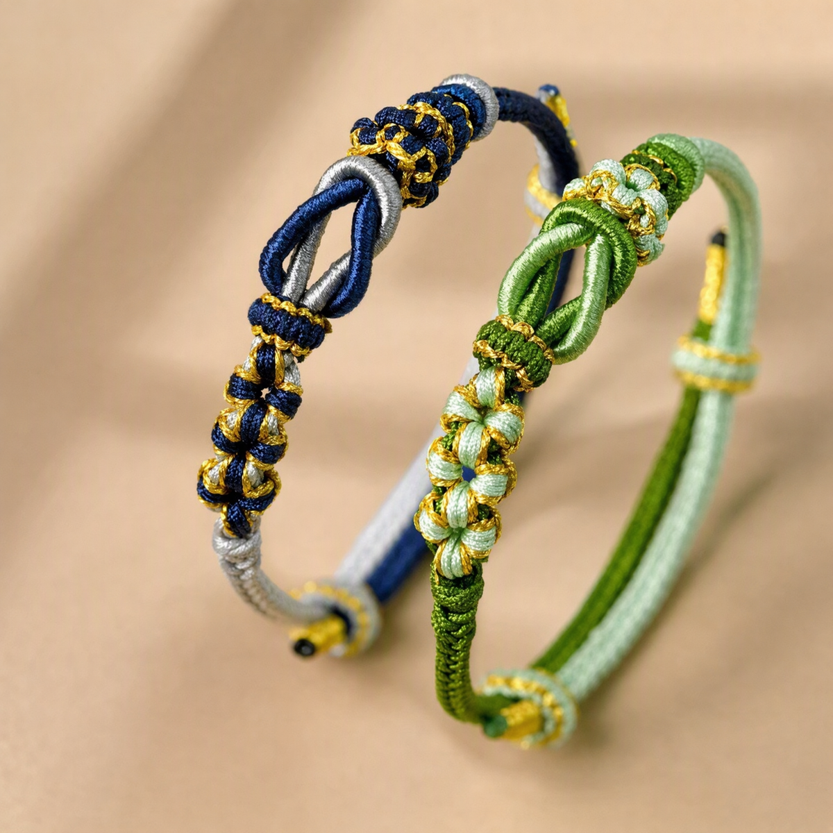 DIY Couple Woven Bracelet – Adjustable Peach Blossom String Bracelet for Custom Beads