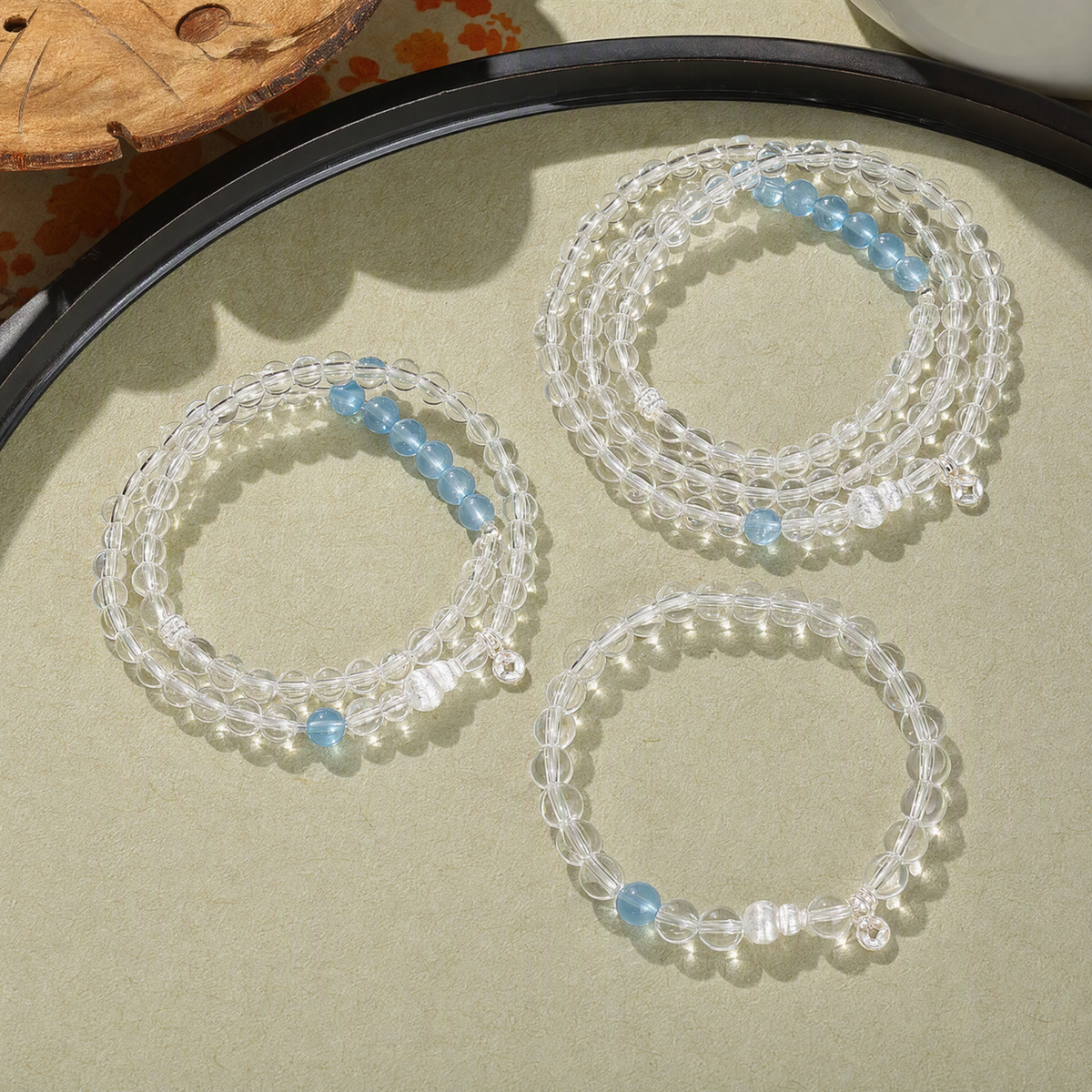 Natural Clear Quartz & Aquamarine Multi-Wrap Bracelet – Adjustable Crystal Jewelry