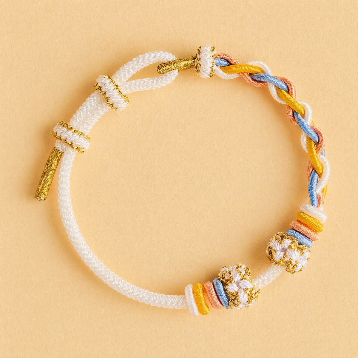Adjustable DIY Woven Bracelet Base – Minimalist Bead-Compatible Lucky String Bracelet