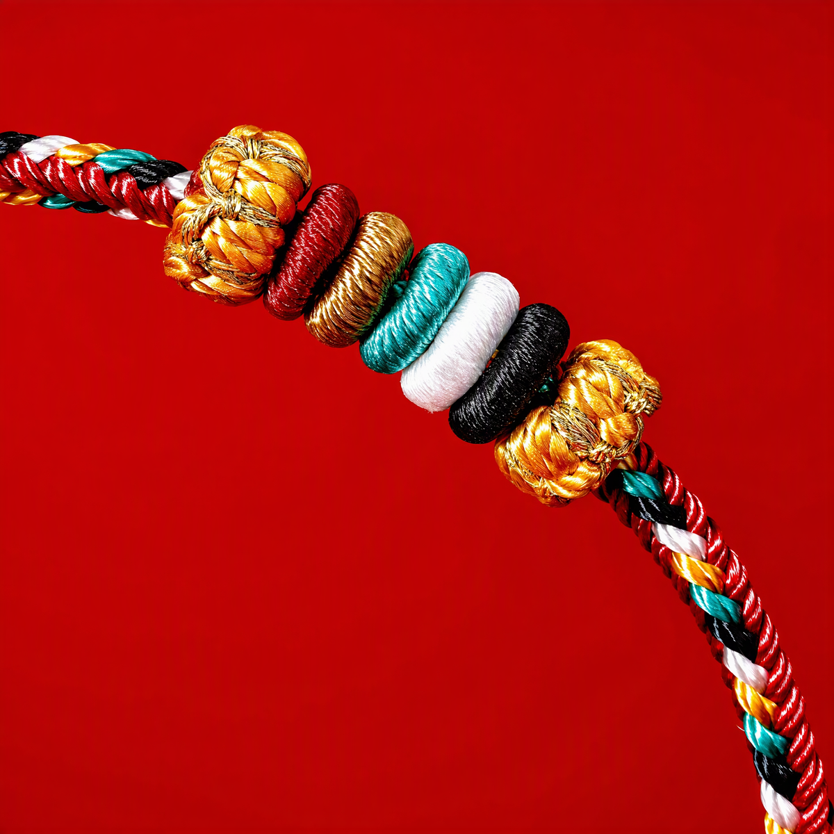 Five Elements Woven Red String Bracelet – Adjustable Chinese-Inspired Good Luck Bracelet