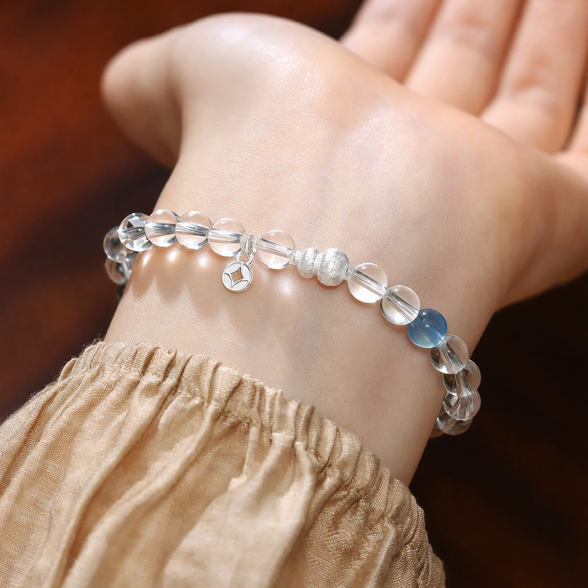 Natural Clear Quartz & Aquamarine Multi-Wrap Bracelet – Adjustable Crystal Jewelry