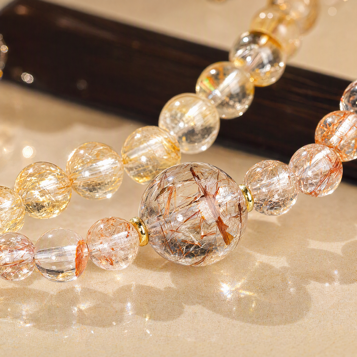 Citrine & Black Gold Super Seven Double-Wrap Bracelet