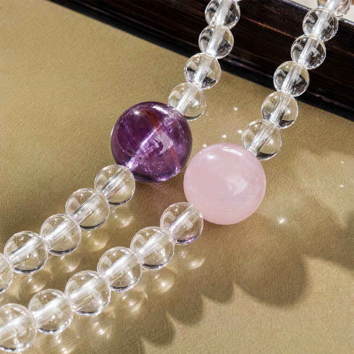 Lepidolite, Clear Quartz & Amethyst Multi-Wrap Bracelet