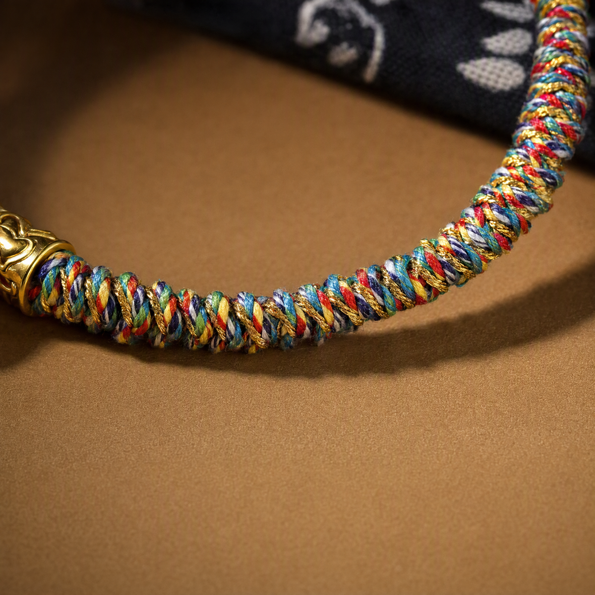 Handwoven Tibetan-Inspired Five-Color Bracelet with Six-Syllable Mantra