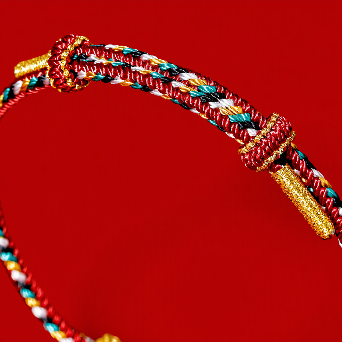Five Elements Woven Red String Bracelet – Adjustable Chinese-Inspired Good Luck Bracelet
