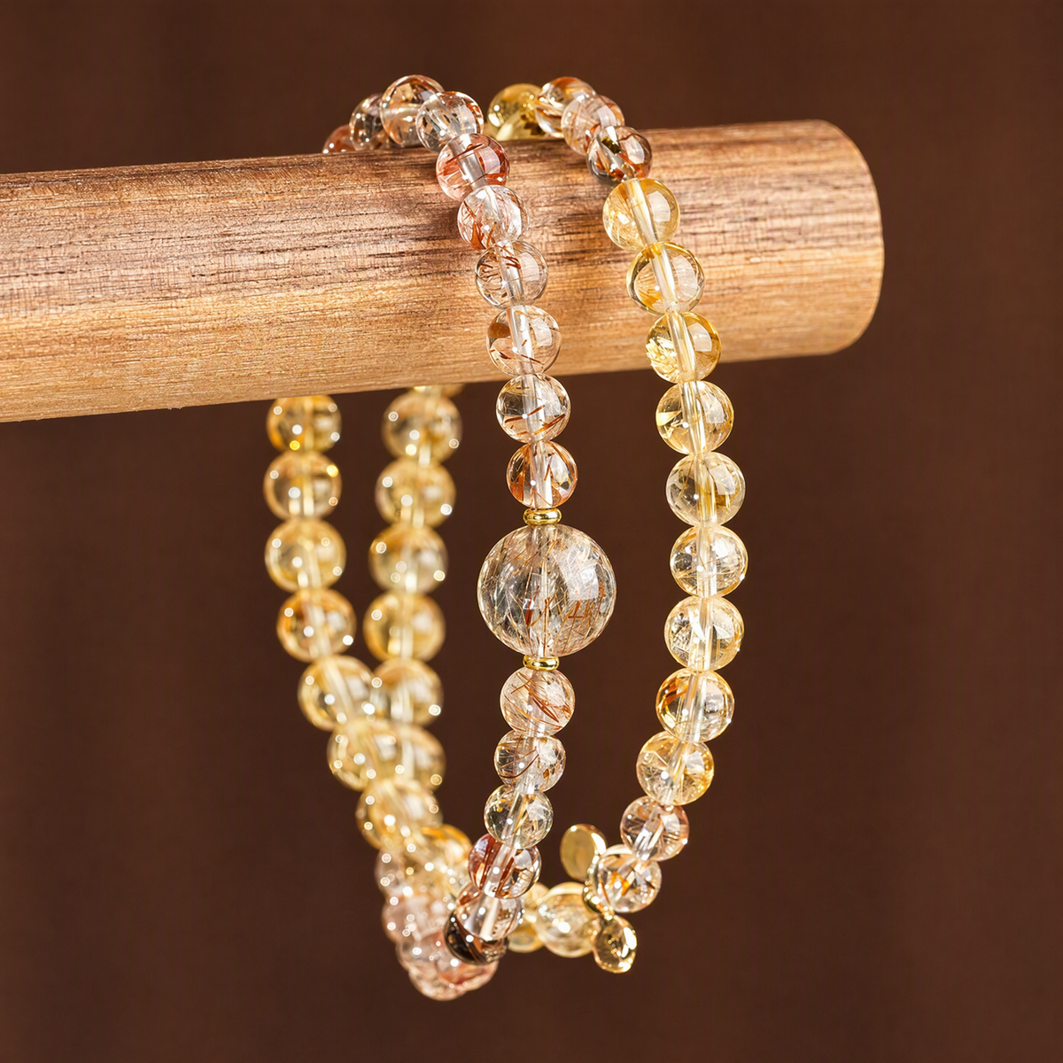 Citrine & Black Gold Super Seven Double-Wrap Bracelet
