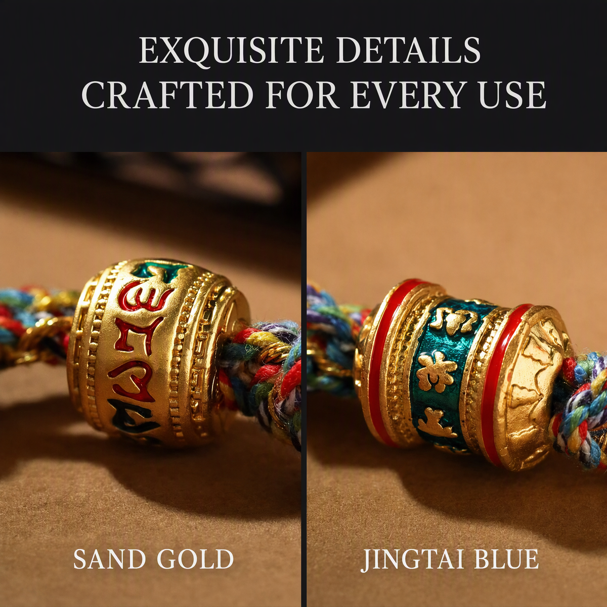 Handwoven Tibetan-Inspired Five-Color Bracelet with Six-Syllable Mantra