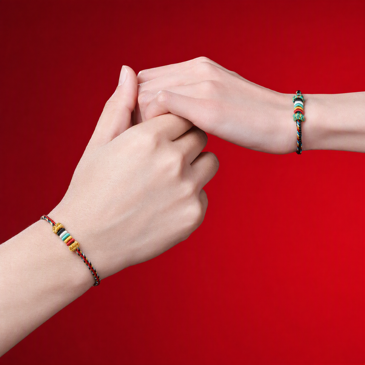 Five Elements Woven Red String Bracelet – Adjustable Chinese-Inspired Good Luck Bracelet