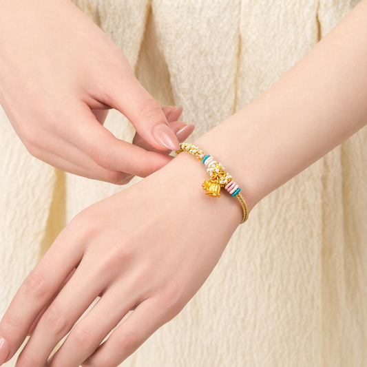 DIY Adjustable Woven Lucky Bracelet with Peach Blossom Knot – Bead-Compatible Bracelet for Adults & Kids