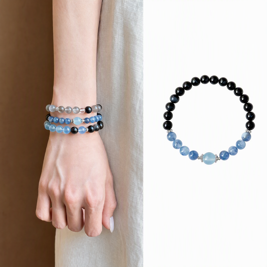 Blue Tiger’s Eye, Blue Kyanite & Aquamarine Bracelet – Mixed Bead Design