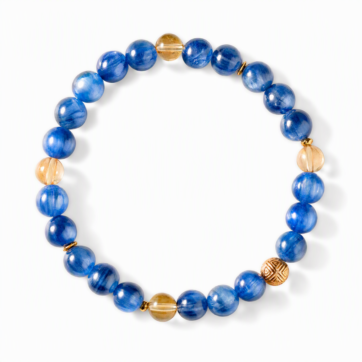 Natural Blue Kyanite & Citrine Bracelet – 6mm Crystal Beads