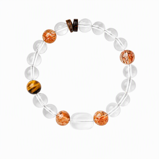 Clear Quartz, Black Gold Super Seven & Agarwood Bracelet