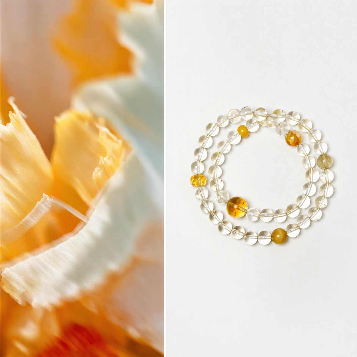 Natural Citrine & Tiger's Eye Double-Wrap Crystal Bracelet – Mixed Gemstones