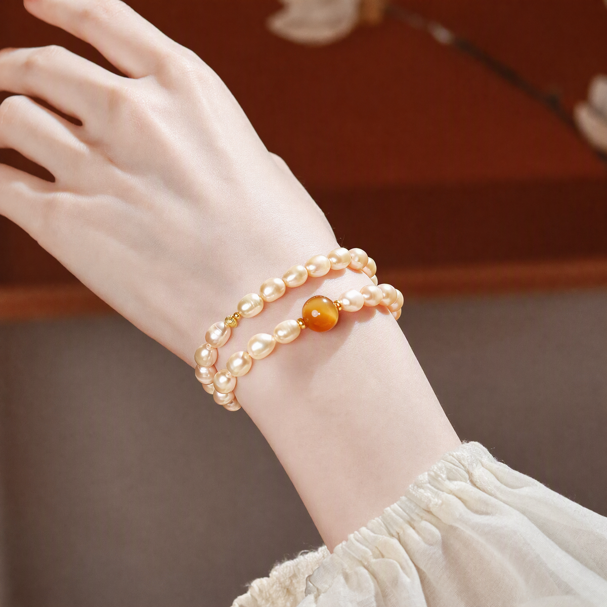Freshwater Pearl & Golden Tiger’s Eye Multi-Wrap Bracelet