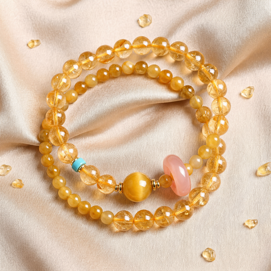 Double-Wrap Crystal Bracelet with Symbolic Charm – 10 Gemstone Designs