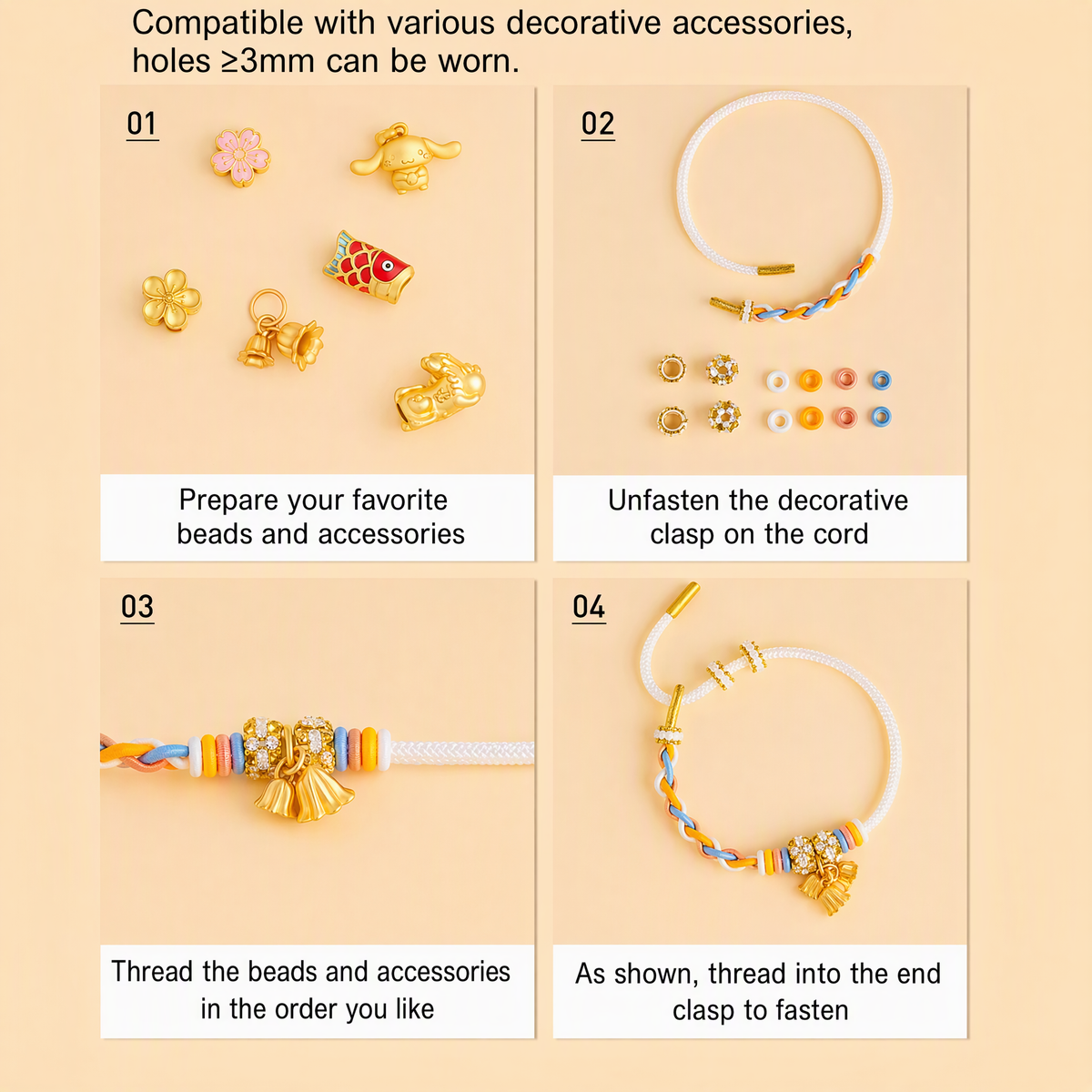 Adjustable DIY Woven Bracelet Base – Minimalist Bead-Compatible Lucky String Bracelet