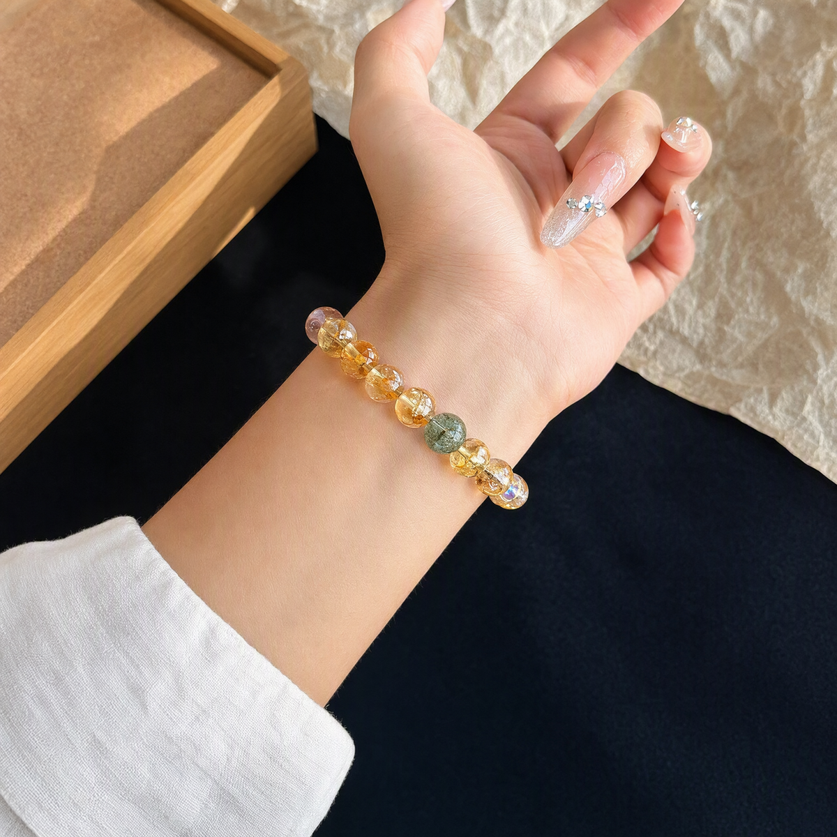 Citrine & Golden Rutilated Quartz Bracelet – Natural Crystal Jewelry
