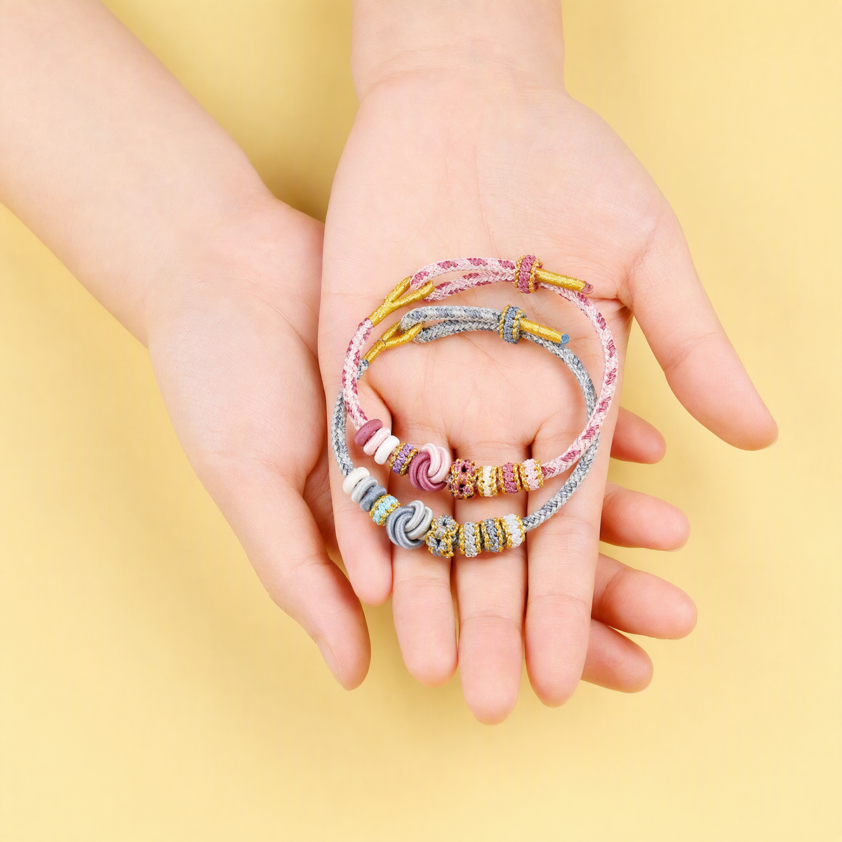 DIY Chinese Knot Woven Bracelet – Adjustable Peach Blossom & Lucky Knot Bead Bracelet