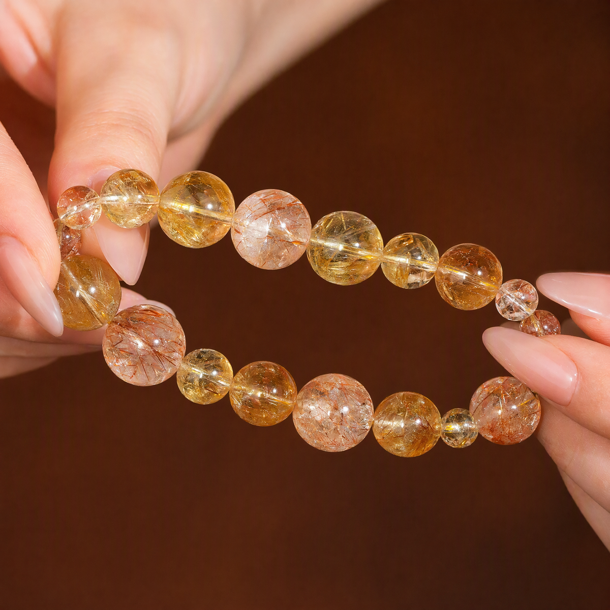 Yellow Citrine & Black Gold Super Seven Crystal Bracelet – Chinese-Inspired Gemstone Jewelry