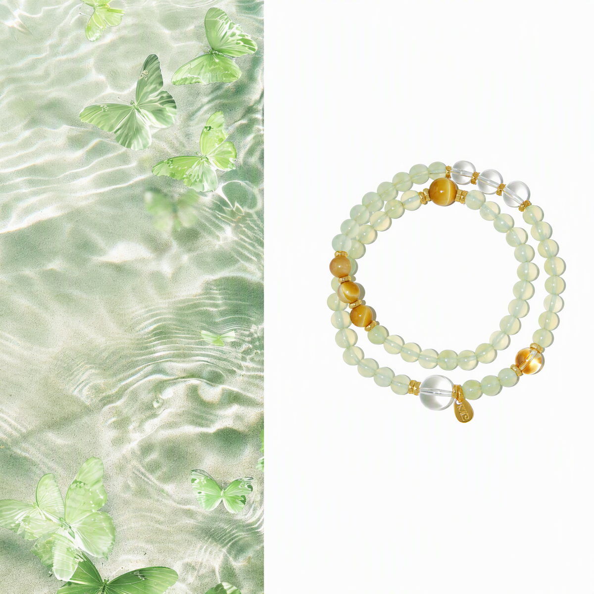 Prehnite, Citrine & Golden Tiger’s Eye Multi-Wrap Bracelet – 5mm Beads