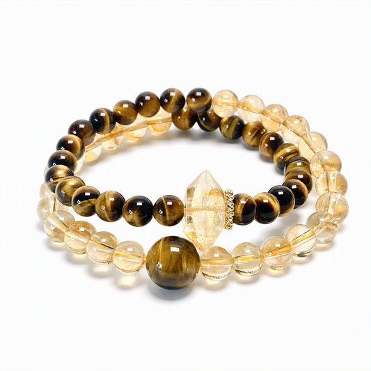 Tiger’s Eye & Citrine Double-Wrap Bracelet – Natural Crystal Jewelry