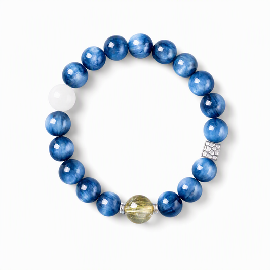 Natural Kyanite & Aquamarine Crystal Bracelet for Women – Blue Gemstone Jewelry