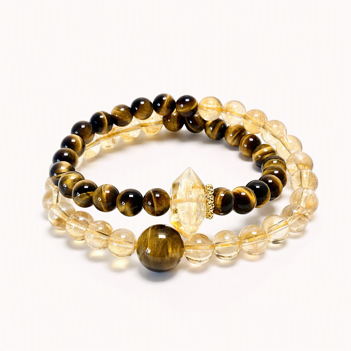 Tiger’s Eye & Citrine Double-Wrap Bracelet – Natural Crystal Jewelry