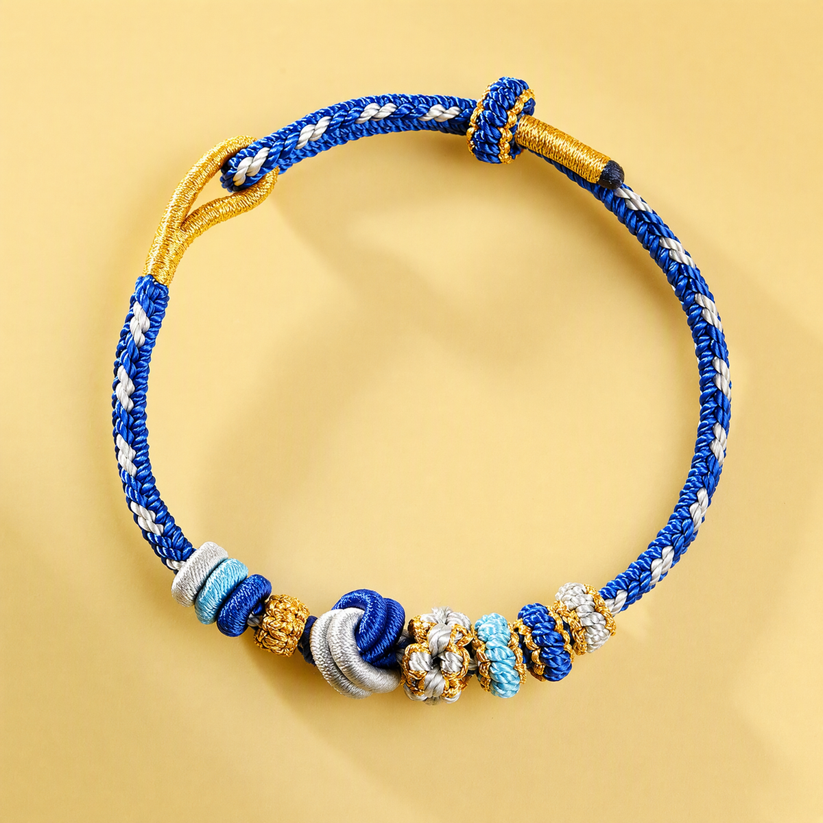 DIY Chinese Knot Woven Bracelet – Adjustable Peach Blossom & Lucky Knot Bead Bracelet