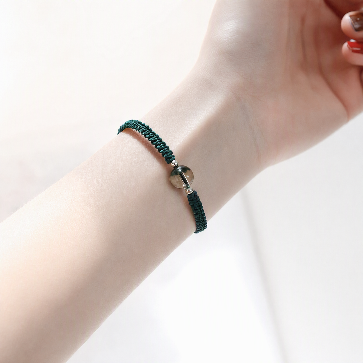 Handwoven Crystal Bracelet – Green Phantom Quartz or Strawberry Quartz