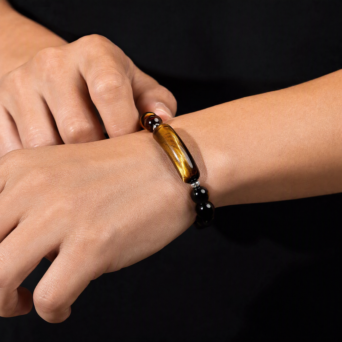 Natural Tiger's Eye & Gold Obsidian Bracelet for Men – 10mm Gemstone Beads