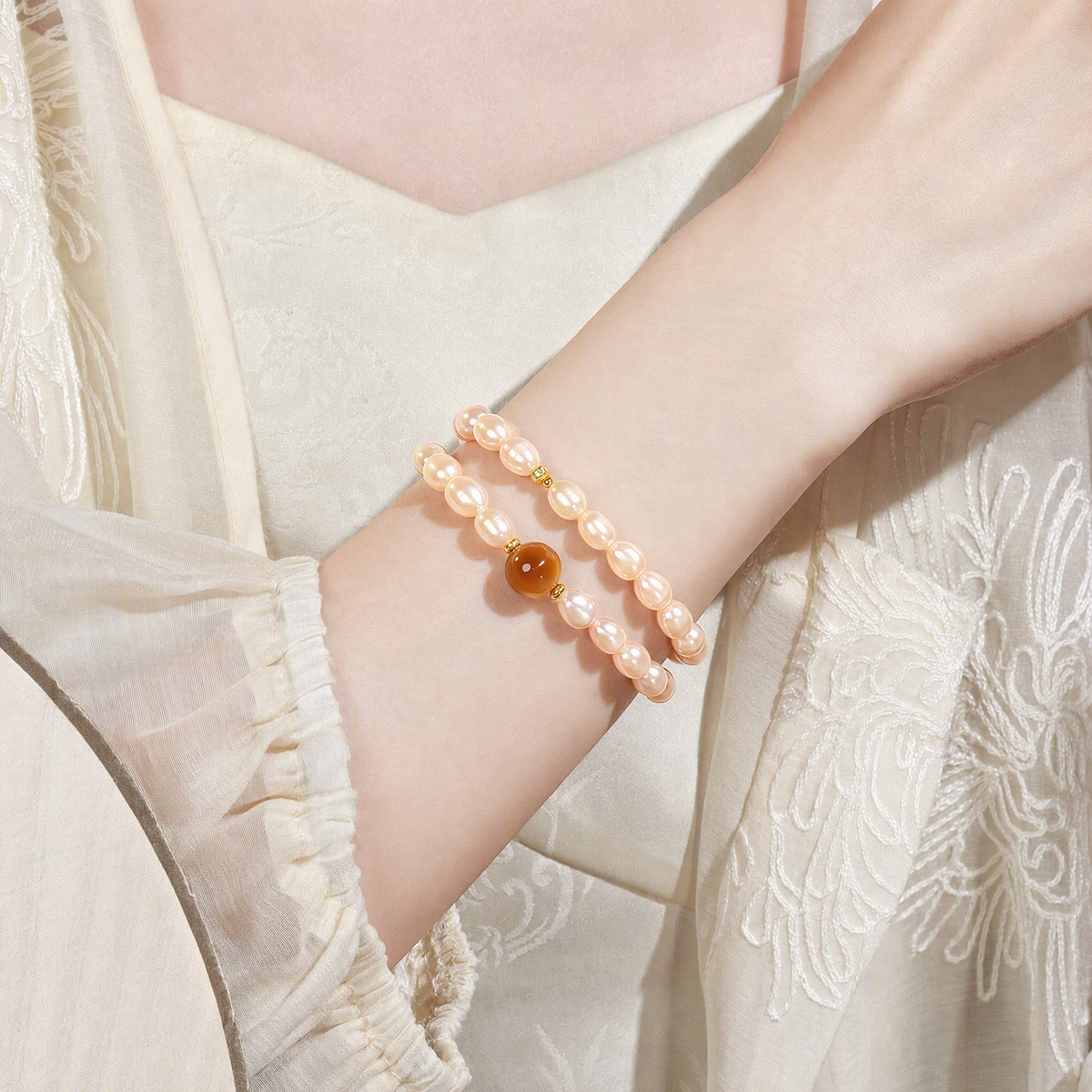 Freshwater Pearl & Golden Tiger’s Eye Multi-Wrap Bracelet