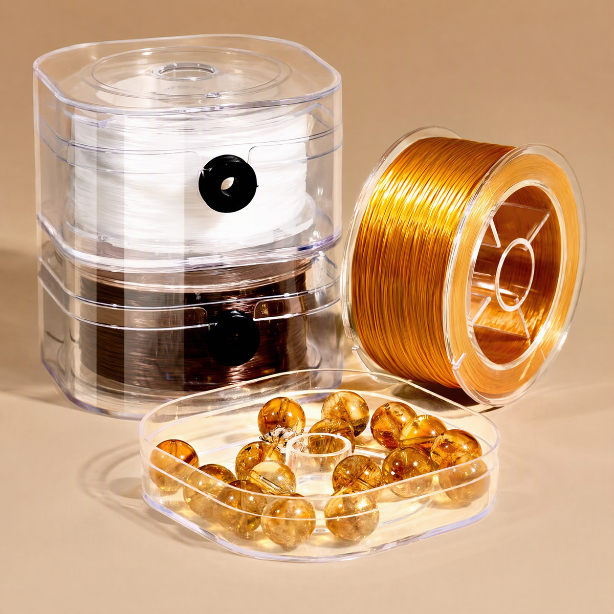 0.6mm Elastic Beading Cord for DIY Bracelets with Storage Box