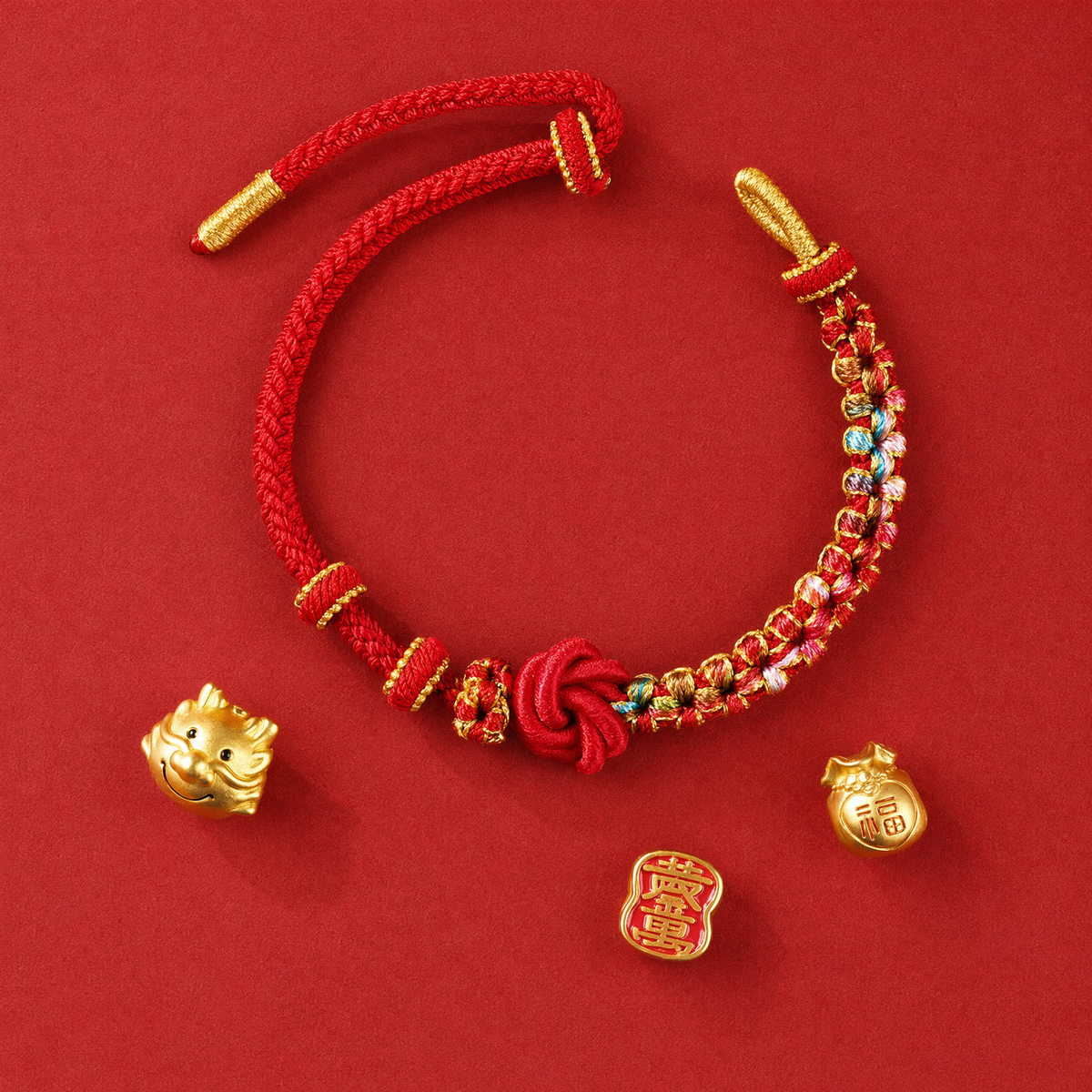Boho DIY Woven Bracelet with Mandala & Peach Blossom Knot – Adjustable Beaded Bracelet