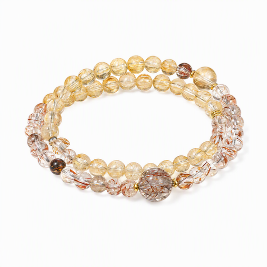 Citrine & Black Gold Super Seven Double-Wrap Bracelet