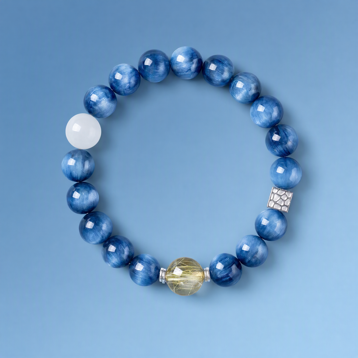 Natural Kyanite & Aquamarine Crystal Bracelet for Women – Blue Gemstone Jewelry