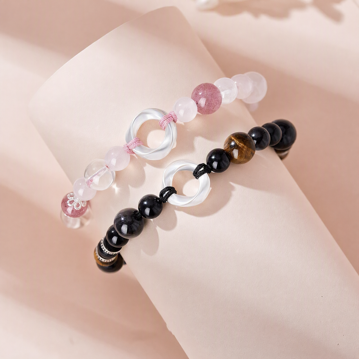 S999 Silver Mobius Couple Bracelets Set – Adjustable Woven Love Bracelets