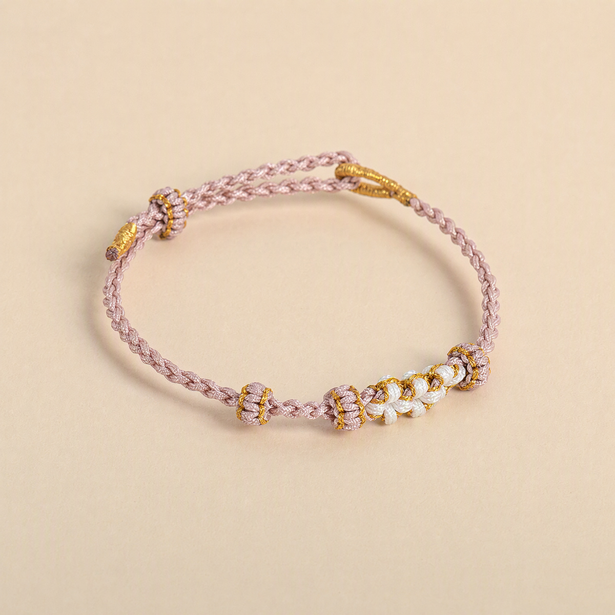DIY Peach Blossom Knot Bracelet Base – Adjustable Woven String for Custom Beaded Jewelry