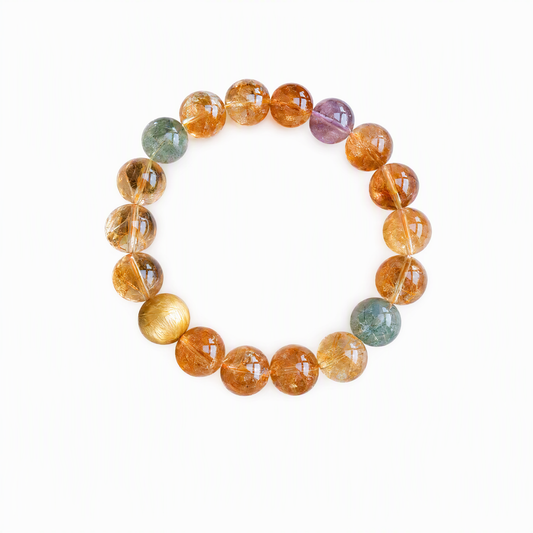Citrine & Golden Rutilated Quartz Bracelet – Natural Crystal Jewelry